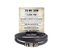 sunglnl Pulsera de piel hecha a mano con texto en inglés «To My Son Grandma», con nudo infinito Love You Forever Linked Together, pulsera de cuero para hombre, regalo de cumpleaños, L, aleación, No es
