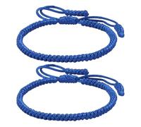 sunglnl Pulseras azules de la amistad, 2 pulseras de cuerda trenzada azul, pulsera de cordón tejido ajustable, kit de pulsera de amistad azul a granel para mujeres y hombres, regalo de joyería, Talla