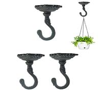 Sungmor 3 ganchos de techo de montaje en pared, soporte de hierro fundido para plantas, gancho resistente para plantas, ganchos decorativos vintage para colgar macetas, comederos de pájaros,