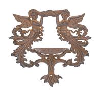 Sungmor Estante de pared de ángel de hierro fundido vintage, soporte de pared de querubín totalmente oxidado, decoración del hogar de estilo victoriano decorativo para sala de estar, entrada o jardín