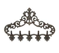 Sungmor Percha de pared de hierro fundido de estilo retro 5 ganchos - 33,2 × 22,2 cm/Estante colgante decorativo con patrón hueco - Decoración para el hogar con encanto
