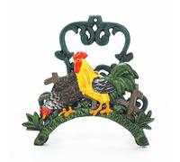Sungmor Soporte de manguera de hierro fundido para trabajo pesado, jardín y patio Decorativo para pájaros Butler de manguera montado en la pared, sujetadores de tubería de agua, estante, percha