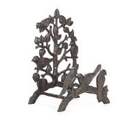 Sungmor - Soporte para manguera de hierro fundido resistente con pájaros, para jardín y patio, para colgar en la pared, soportes para manguera de agua, estante, percha, decoraciones de pared antiguas