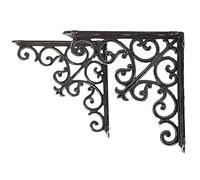 Sungmor Soportes de estante de hierro fundido para montaje en pared, resistentes y resistentes, de ángulo recto de 90°, 2 unidades, color negro y 7.1 pulgadas, soporte de esquina sólido y decorativo,