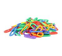 SUNGOOYUE 100 Piezas de Cadena de Plástico para Pájaros, Juguete de Arcoíris con Clips en Forma de C, Ganchos para Juguetes de Jaula de Escalada, Columpio, Eslabones de Plástico para Hámster, Colores