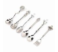 SUNGOOYUE 6pcs/set Vintage Zink Alloy Coffee Spoon Spoon, Vajilla Práctica para Mezclar y Equipo, Adecuado para Usar en Casa y para la Barra (#2)