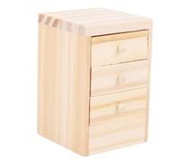 SUNGOOYUE Accesorios de Decoración para Casa de Muñecas, Mesita de Noche en Miniatura de Madera con 3 Cajones Que Se Pueden Abrir, Decoración de Dormitorio para Casa de Muñecas, Proyecto