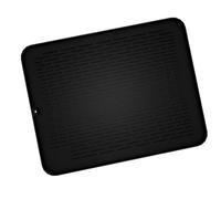 SUNGOOYUE Almohadilla de Drenaje de Silicona, Tapete de Secado de Platos de Cocina Multiusos Plegable con Diseño Antideslizante, Aislamiento Térmico para Encimera de Fregadero (BLACK)
