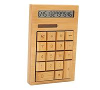 SUNGOOYUE Batería Solar en Madera con 12 Dígitos de Pantalla LCD Calculada para la Escuela de Origen, Bamboo Wood 18 Keys