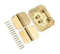 SUNGOOYUE Bisagras de Latón para Cajas Estilo Vintage | Juego de cerradura de caja de estilo antiguo para cajas de madera Durable Estilo vintage 14 clavos Acabado dorado Cajas de