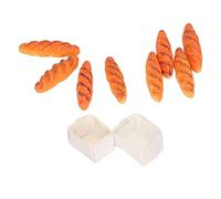 SUNGOOYUE Botellas Pequeñas Comida en Miniatura de Casa de Muñecas de Resina 40 Piezas de Pan en Miniatura con 10 Bases 2,3 X 1,7 X 1 Cm para Decoración de Casa de Muñecas Mini Exhibición de