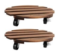 SUNGOOYUE Carrito para Plantas con Ruedas, Soporte para Macetas con Rueda Giratoria, Base de Madera Rodante de 360 ° con Cerradura de 12 Pulgadas para Interiores y Exteriores, Macetas Suculentas