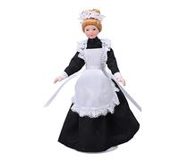 SUNGOOYUE Casa de Muñecas en Miniatura Personas Muñeca de Sirvienta de Cerámica 1 Figura de Salón Victoriana a Escala 12 16 Cm 6,3 Pulgadas Ropa Negra Móvil para Coleccionistas de Decoración de