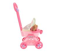 SUNGOOYUE Cochecito para Muñecas de bebé, Carrito de Plástico para Muñecas de Mascotas, Color Rosa, para Niñas de 3 a 7 Años, Juguete Ligero para Juegos de Simulación con Ruedas Resistentes para Uso