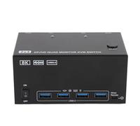 SUNGOOYUE Conmutador KVM, 4 Monitores 2 Computadoras DisplayPort Interfaz Multimedia de Alta Definición 8K 60Hz 4K 144Hz, con 4 Puertos USB 3.0, para Computadoras OS X Unix (Enchufe de la UE)