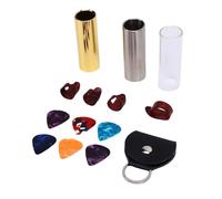 SUNGOOYUE Control de Tobogán de Guitarra 70 Mm Tobogados de Vidrio de Acero Inoxidable con 4 Selecciones de Dedos 6 Picks Planas y Bolsa de Almacenamiento para Guitarra Banjo Ukulele