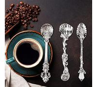 SUNGOOYUE Cuchara de café Vintage Cuchara de té de Aleación de Zinc Cubiertos de Postre Plateados de 4,3 X 0,8 Pulgadas para Uso en Postres de té y café en Vajilla de Cocina Casera para Amantes del