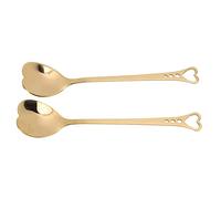 SUNGOOYUE Cuchara de Postre de café, Cucharas de Pastel de Acero Inoxidable, Juego de 2 Cucharas Agitadoras en Forma de Corazón para té, café, Helado, Postre, para Parejas de en Casa (GOLD)