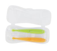 SUNGOOYUE Cucharas de bebé de Silicona Suave con Cuchara de Grado de Alimentos con Caja Práctica para la Marcha, Infantiles de Tamaño para Bebés Mayores de 4 Meses de Edad Amarillo y Azul/set