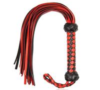SUNGOOYUE Cuero Artificial, Látigo de Equitación de Poliéster para Látigo de Cultivo de Entrenamiento de Caballos (Rojo + Negro)