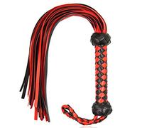 SUNGOOYUE Cuero Artificial, Látigo de Equitación de Poliéster para Látigo de Cultivo de Entrenamiento de Caballos (Rojo + Negro)