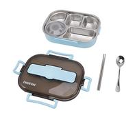 SUNGOOYUE de Acero Inoxidable con 5 Compartimentos, Contenedor de Comida con 4 Clips de Bloqueo para Adultos y Niños, Apto para Lavavajillas, Microondas y Frigorífico, sin BPA (BLUE)
