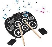 SUNGOOYUE Electronic Drum Set Roll Up Drum Boil con 7 Grupos de Batería para la Práctica del Hogar o la Actuación en el Escenario, 10 Canciones de Demostración, 10 Acompañamientos, Fuente de
