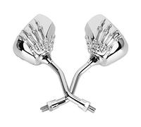 SUNGOOYUE Espejo Retrovisor Cromado, Carcasa de Plástico Duradero, Diseño de Garra de Calavera, Ajuste Universal para la Mayoría de Motocicletas con Roscas de 8 Mm y 10 Mm