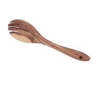 SUNGOOYUE Juego de Ensalada de Madera de Teca, Cuchara y Tenedor Sólidos | Utensilios de cocina de madera, mangos contorneados, grano resistente, manejo liviano de 75 g, buffet y comedor en casa