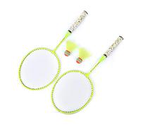 SUNGOOYUE Juego de Raquetas de Bádminton para Niños, 2 Raquetas con 2 Pelotas y Funda Protectora, Colores Fluorescentes para Deportes Al Aire, Juguete para Desarrollar la Co (Amarillo Fluorescente)