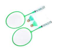 SUNGOOYUE Juego de Raquetas de Bádminton para Niños, 2 Raquetas con 2 Pelotas y Funda Protectora, Colores Fluorescentes para Deportes Al Aire, Juguete para Desarrollar la Co (Verde Fluorescente)