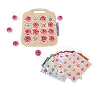 SUNGOOYUE Juguete de Ajedrez a Juego con Memoria, Juego de Rompecabezas de Madera con 7 Cartas, Tablero de Borde Liso, Entrenamiento de Observación y Memoria, de Mesa para Niños Pequeños a Partir de