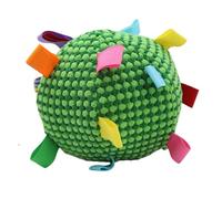 SUNGOOYUE Juguete para Remolcar Perros Juguete Masticable de Felpa con Campana 16 Cm 6,3 Pulgadas Bola Interactiva para Buscar con Cintas Brillante para Tirar y Usar en Interiores y Exteriores para