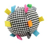 SUNGOOYUE Juguete para Remolcar Perros Juguete Masticable de Felpa con Campana 16 Cm 6,3 Pulgadas Bola Interactiva para Buscar con Cintas Brillante para Tirar y Usar en Interiores y Exteriores para