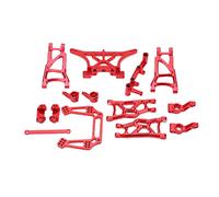 SUNGOOYUE Kit de Actualización de Aluminio RC, Brazos de Suspensión Mecanizados CNC y Copa de Dirección para Slash 2WD 1 10 RC Car, Configuración Delantera y Trasera Roja para Carreras Uso en Pista
