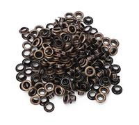 SUNGOOYUE Kit de Ojales de 4 Mm Ojales de Doble Cara de Latón 100 Piezas Latón Metal Bronce Antiguo para Artesanía de Cuero Bolsas de Lona Lonas Reparación de Zapatos Costura (Bronce)