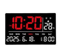 SUNGOOYUE LED Digital Wall Clock Crystal Clear LED Display | Reloj de pared LED rojo y blanco para la fecha de la guardería Pantalla LED cristalina Tres niveles de brillo Dormitorio