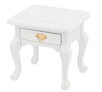 SUNGOOYUE Muebles de Madera de Casa de Muñecas Mesa Final Blanca Vintage con Cajón Pequeño para Coleccionistas de Casa de Muñecas a Escala 1/12