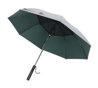 SUNGOOYUE Paraguas Portátiles Premium con Ventilador, UPF50+ Protección de Sol y Lluvia, Ventilador de Enfriamiento Recargable, Ideal para Vacaciones en la Playa (Interior verde oscuro)