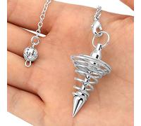 SUNGOOYUE Péndulo Espiritual de Metal, Péndulo de Adivinación con Cadena para Pruebas de Chakras, Tantrismo de Curación Espiritual, 42 X 22 Mm, 7,0 Pulgadas (WHITE)