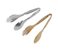 SUNGOOYUE Pinzas para Servir Ensalada de Acero Inoxidable, 2 uds., con Diseño de Doble Cabezal, para Cocina, Buffet, Pastelería, Accesorios para Fiestas