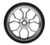 SUNGOOYUE Rueda Fácil de Aleación de Aluminio, Accesorio de Bicicleta Plegable Liviano Procesado por CNC con Rodamientos de Alto Rendimiento, para Facilitar el Empuje y la Comodidad de (Silver)