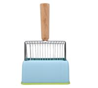 SUNGOOYUE Set de Recogedor de para Gato de Acero Inoxidable con Soporte, | Malla de tamizado de doble costura, agarre ergonómico de madera, base antigoteo, construcción a prueba de herrumbre,