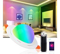 SUNGOOYUE Smart WiFi LED Downlight RGB+CCT de Color | Luz empotrada LED inteligente para PC de aluminio para sala de estar, Control por voz, aplicación controlada, carcasa de PC