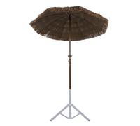 SUNGOOYUE Sombrilla de Playa para Patio con Techo de Paja, Protección Solar de Paja de Poliéster UPF 50+ con Mecanismo de Inclinación y Altura Ajustable, Sombrilla Portátil para Exteriores para Playa,