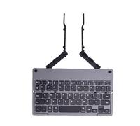SUNGOOYUE Teclado Bluetooth Plegable, Ergonómico de 60 Teclas, Portátil, Ligero, Recargable con Soporte Oculto para iOS, Teléfono, Tableta, Portátil (Gris Negro)