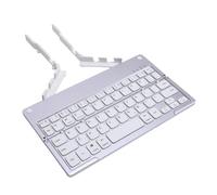 SUNGOOYUE Teclado Bluetooth Plegable, Ergonómico de 60 Teclas, Portátil, Ligero, Recargable con Soporte Oculto para iOS, Teléfono, Tableta, Portátil (Plata Blanco)
