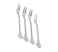 SUNGOOYUE Tenedores de Frutas de Acero Inoxidable, 4 Uds. Mini Tenedores de Degustación de Postres de Ensalada de 2 Puntas con Resistencia a la Oxidación, para Fiesta en la Cocina Casera (SILVER)