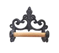 SUNGOOYUE Toallero de Hierro Forjado, Soporte para Papel Higiénico Negro Mate, Diseño de Remolino Rústico, Anillo de 17 Cm, 26 Cm de Longitud para Baño, Dormitorio, Armario, Decoración Montada en la