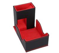 SUNGOOYUE Torre de Dados Plegable, Lanzador de Dados de Cuero Sintético con Cierre Magnético y Forro de Terciopelo, para Juegos de Mesa de rol de Dungeons and Dragons. (Negro Rojo)